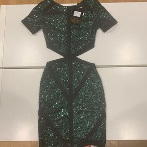 NWT misguided green sequin cut out dress